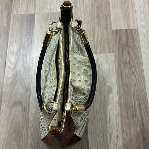 Brahmin White and Brown Croc-Embossed Satchel - Picture 11 of 15